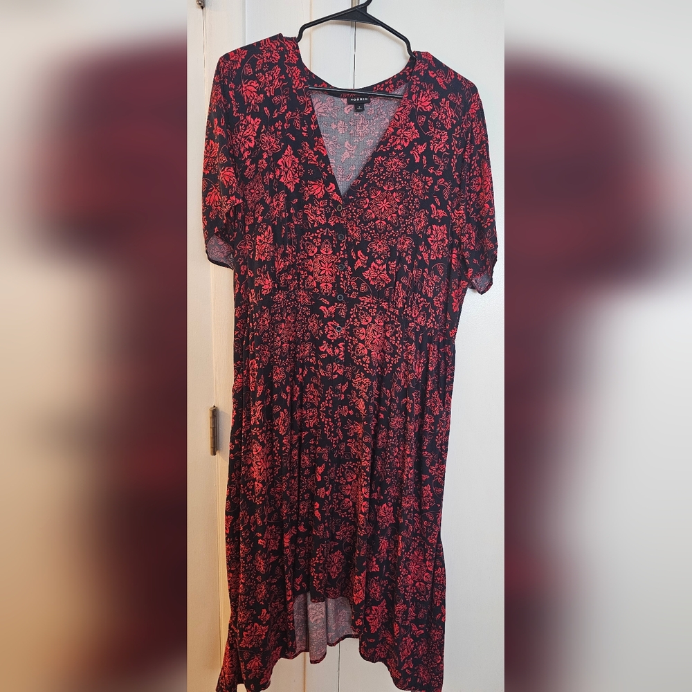 Torrid Red and Black Floral Dress